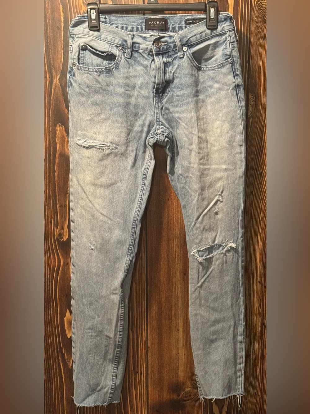 PacSun Skinny Blue Jeans Distressed Destructed Size 30